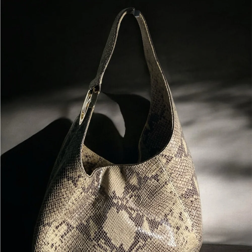 Michael Kors python embossed FULTON HOBO Shoulder Bag